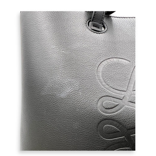 Anagram Tote Bag Black in Calfskin, Silver hardware