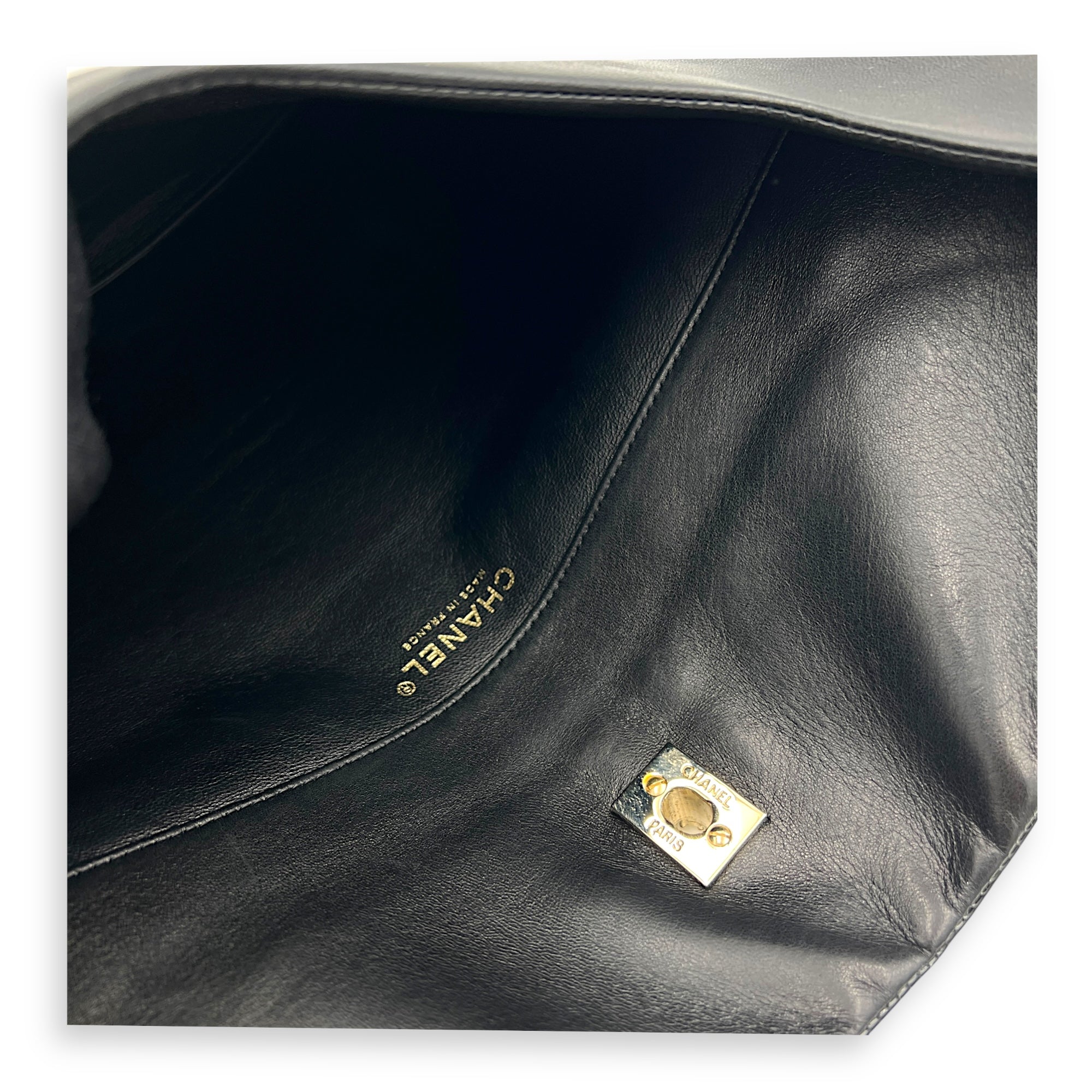 CC Clutch Black in Patent Leather, Silver hardware