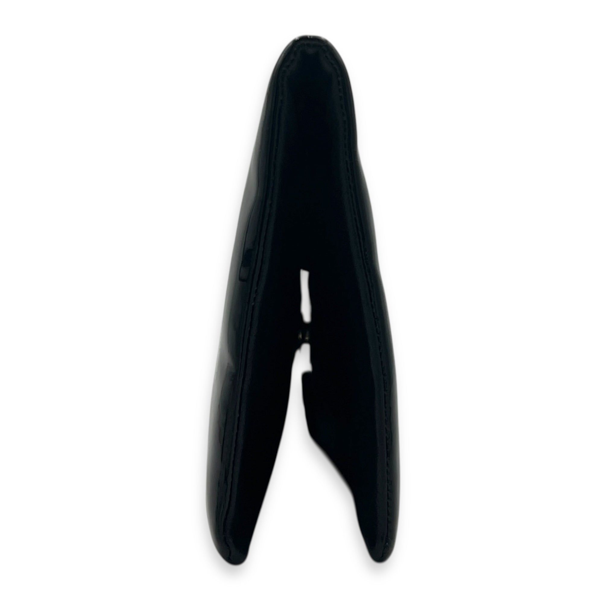 CC Clutch Black in Patent Leather, Silver hardware
