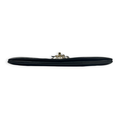CC Clutch Black in Patent Leather, Silver hardware