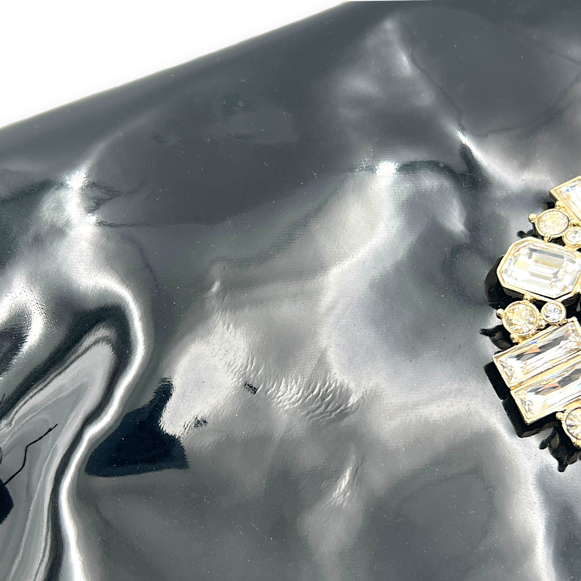 CC Clutch Black in Patent Leather, Silver hardware