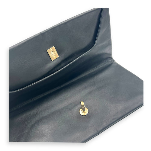 CC Clutch Black in Patent Leather, Silver hardware
