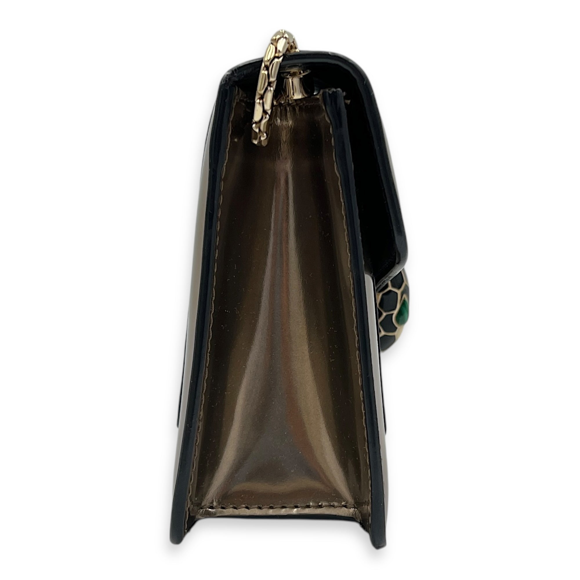 Serpenti Forever Shoulder Bag Gold in Patent Leather, Gold hardware