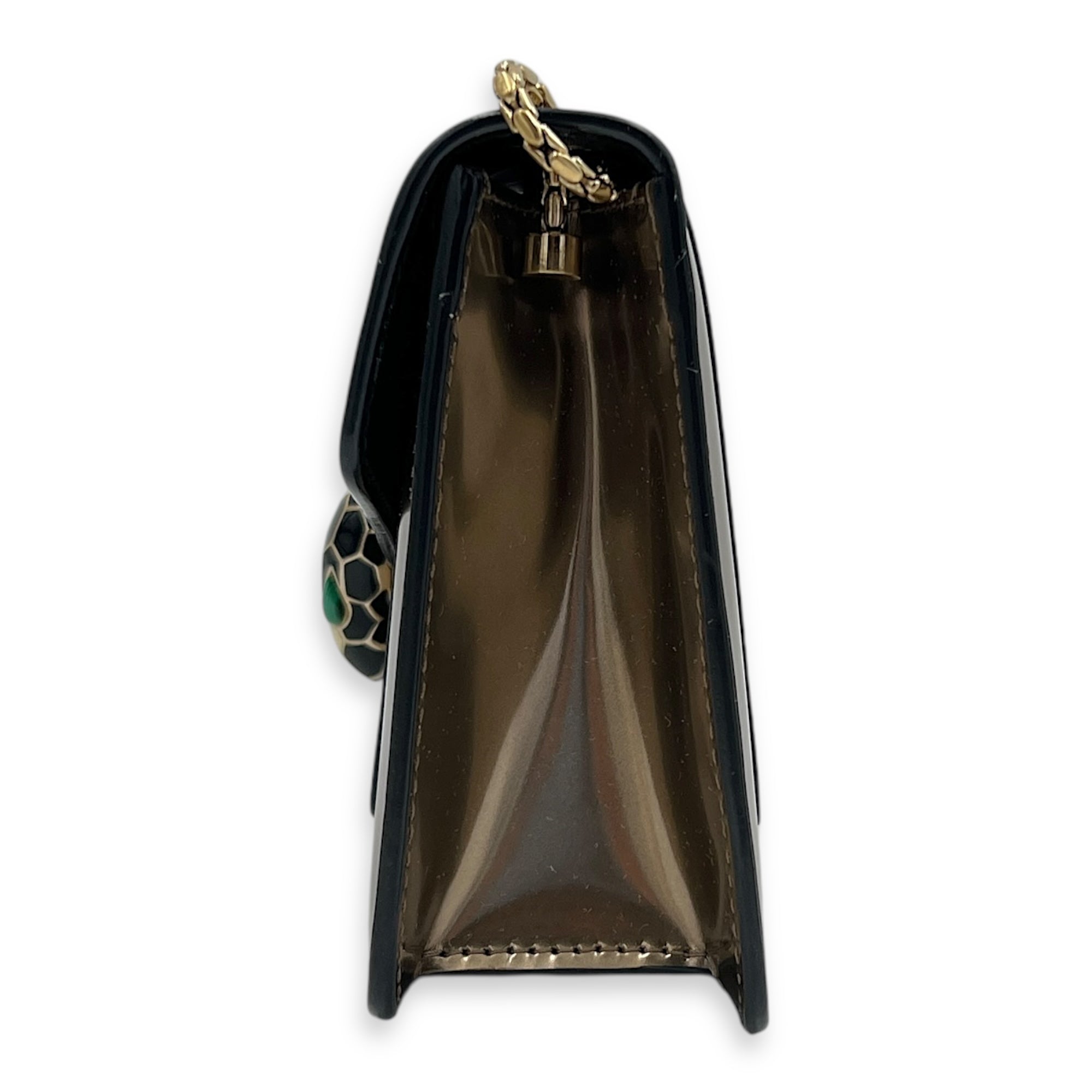 Serpenti Forever Shoulder Bag Gold in Patent Leather, Gold hardware