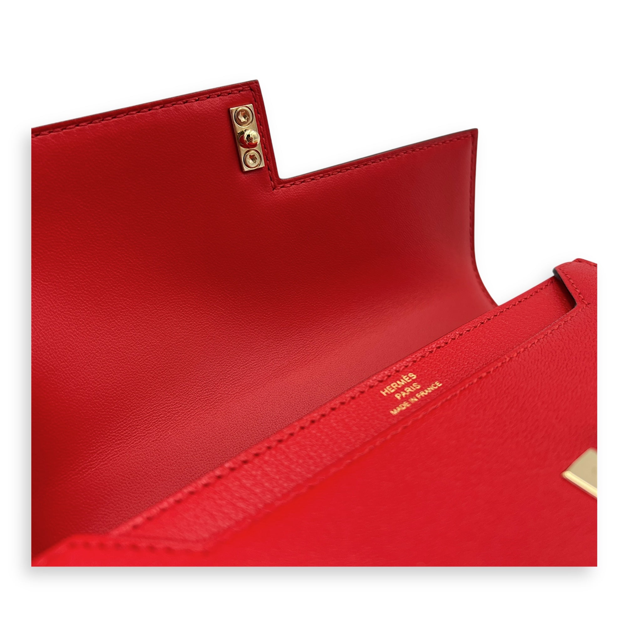 Verrou Chaine Mini Rouge De Coeur Crossbody Bag in Chevre Mysore, Brushed Gold hardware