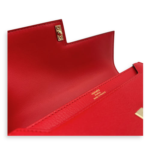 Verrou Chaine Mini Rouge De Coeur Crossbody Bag in Chevre Mysore, Brushed Gold hardware