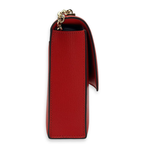 Verrou Chaine Mini Rouge De Coeur Crossbody Bag in Chevre Mysore, Brushed Gold hardware