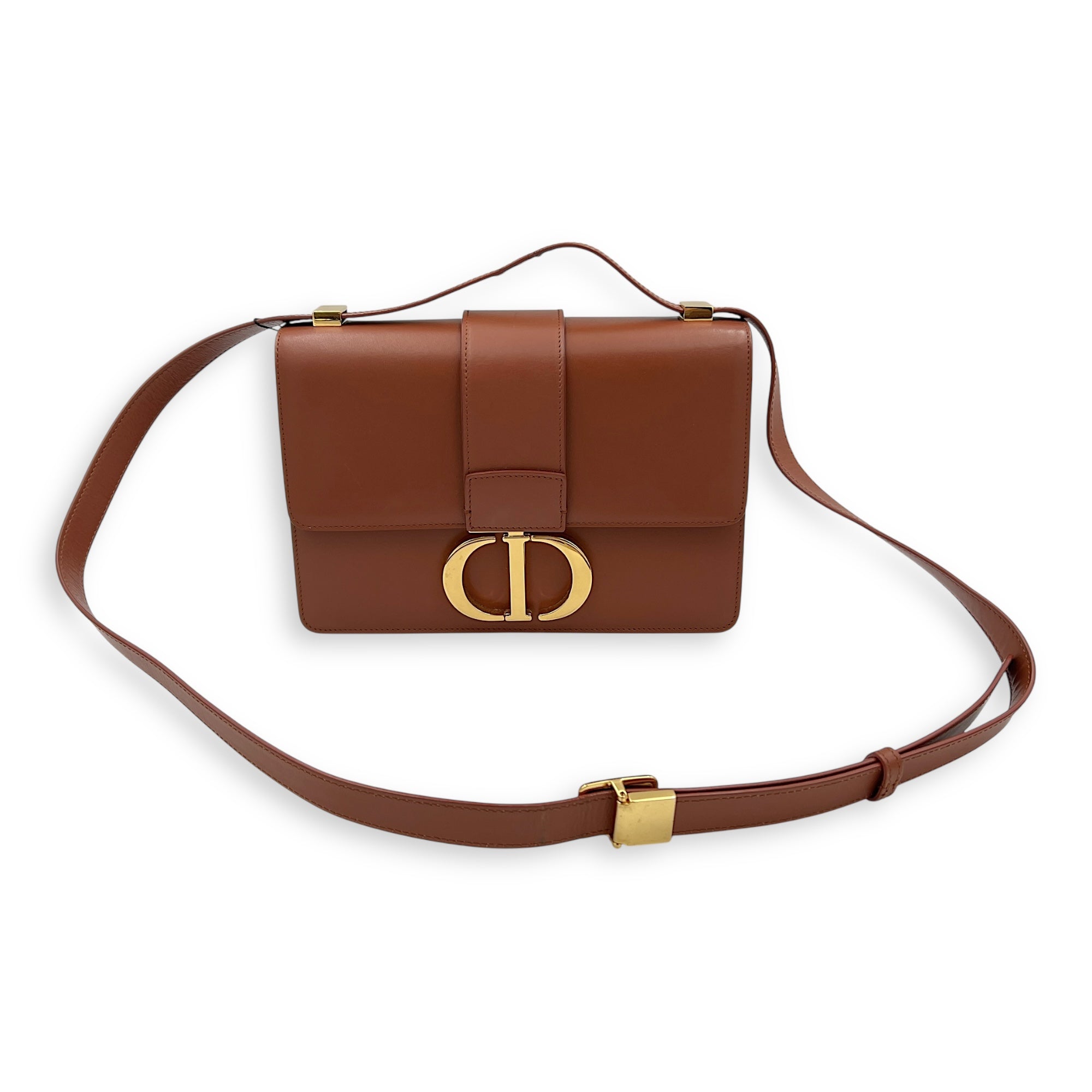 30 Montaigne Avenue Shoulder Bag Medium Brown in Calfskin, Gold hardware