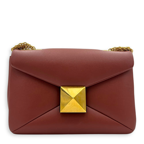 One Stud Shoulder Bag Pink in Lambskin, Gold hardware