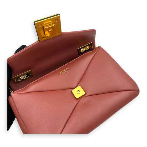 One Stud Shoulder Bag Pink in Lambskin, Gold hardware