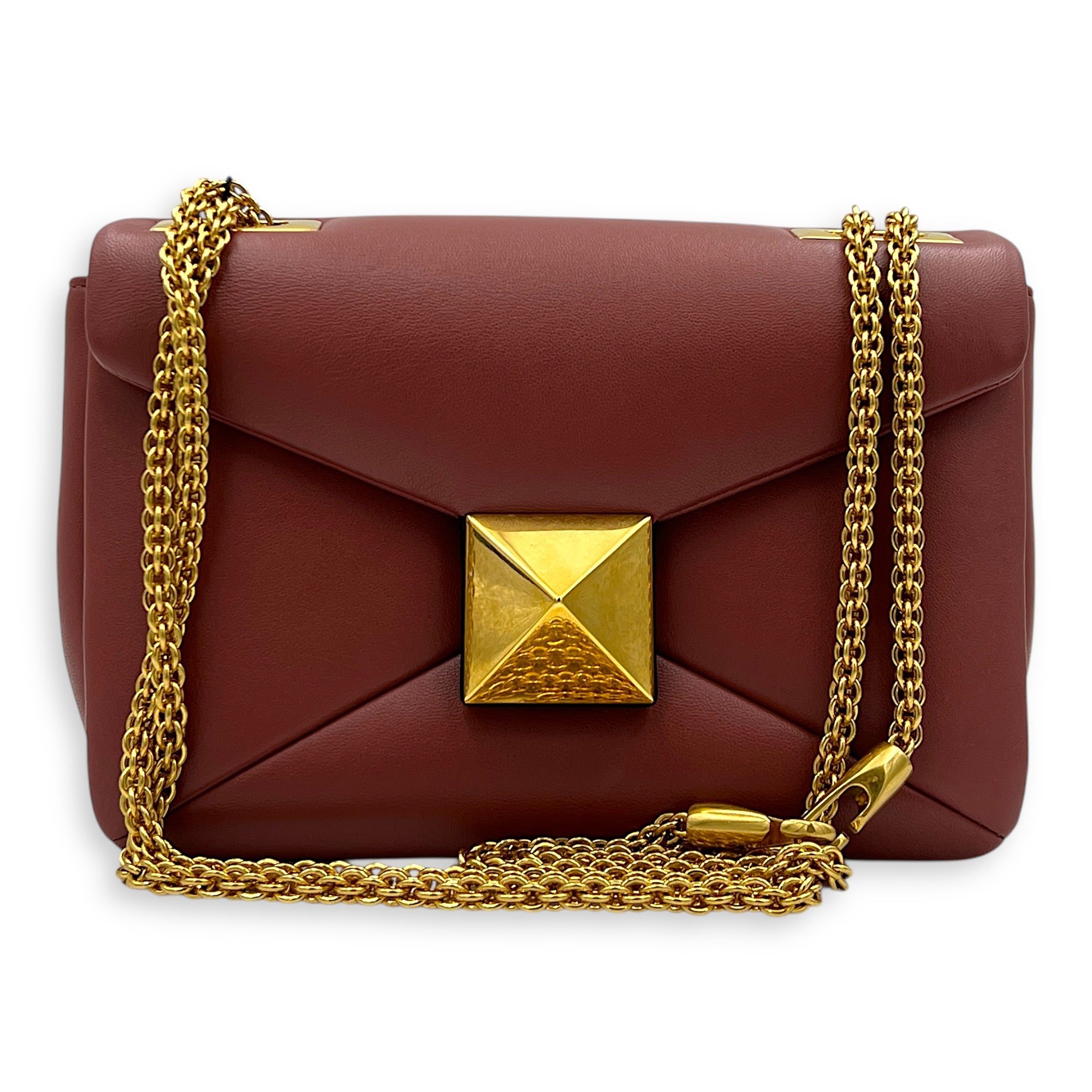 One Stud Shoulder Bag Pink in Lambskin, Gold hardware