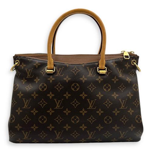 Pallas Top Handle Bag Brown in Monogram Coated Canvas, Gold hardware