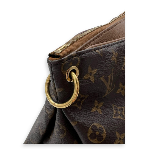 Pallas Top Handle Bag Brown in Monogram Coated Canvas, Gold hardware