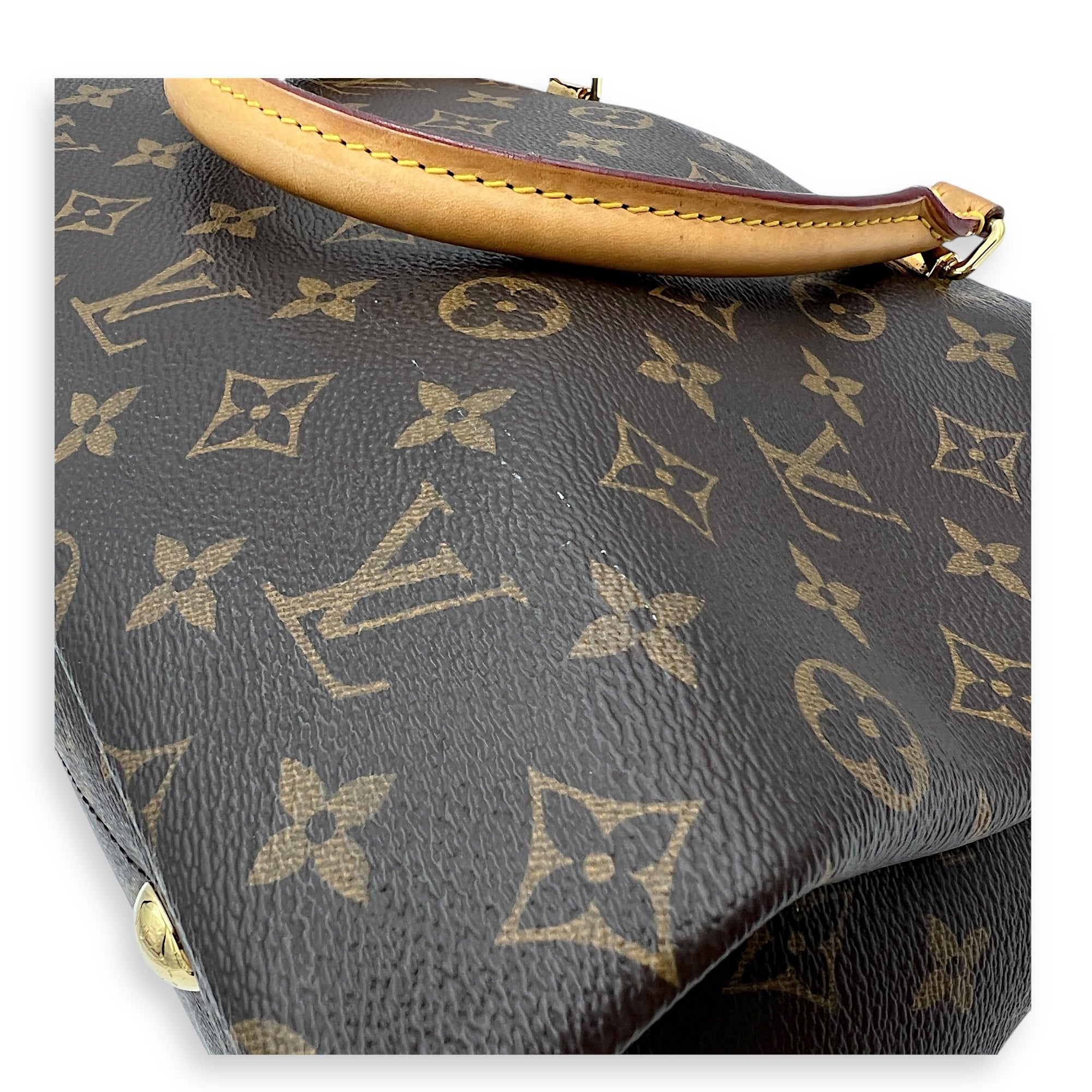 Pallas Top Handle Bag Brown in Monogram Coated Canvas, Gold hardware