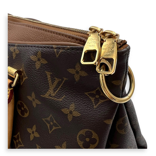 Pallas Top Handle Bag Brown in Monogram Coated Canvas, Gold hardware