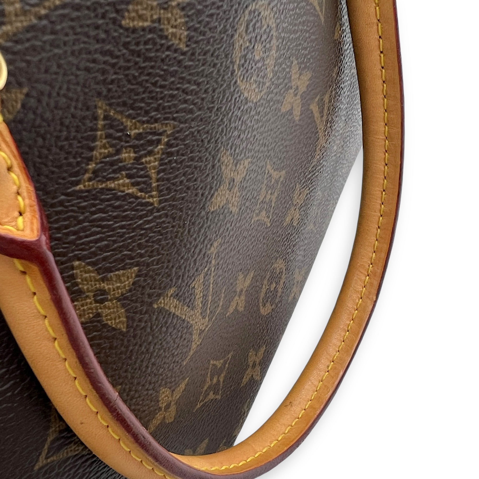 Pallas Top Handle Bag Brown in Monogram Coated Canvas, Gold hardware