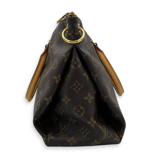 Pallas Top Handle Bag Brown in Monogram Coated Canvas, Gold hardware