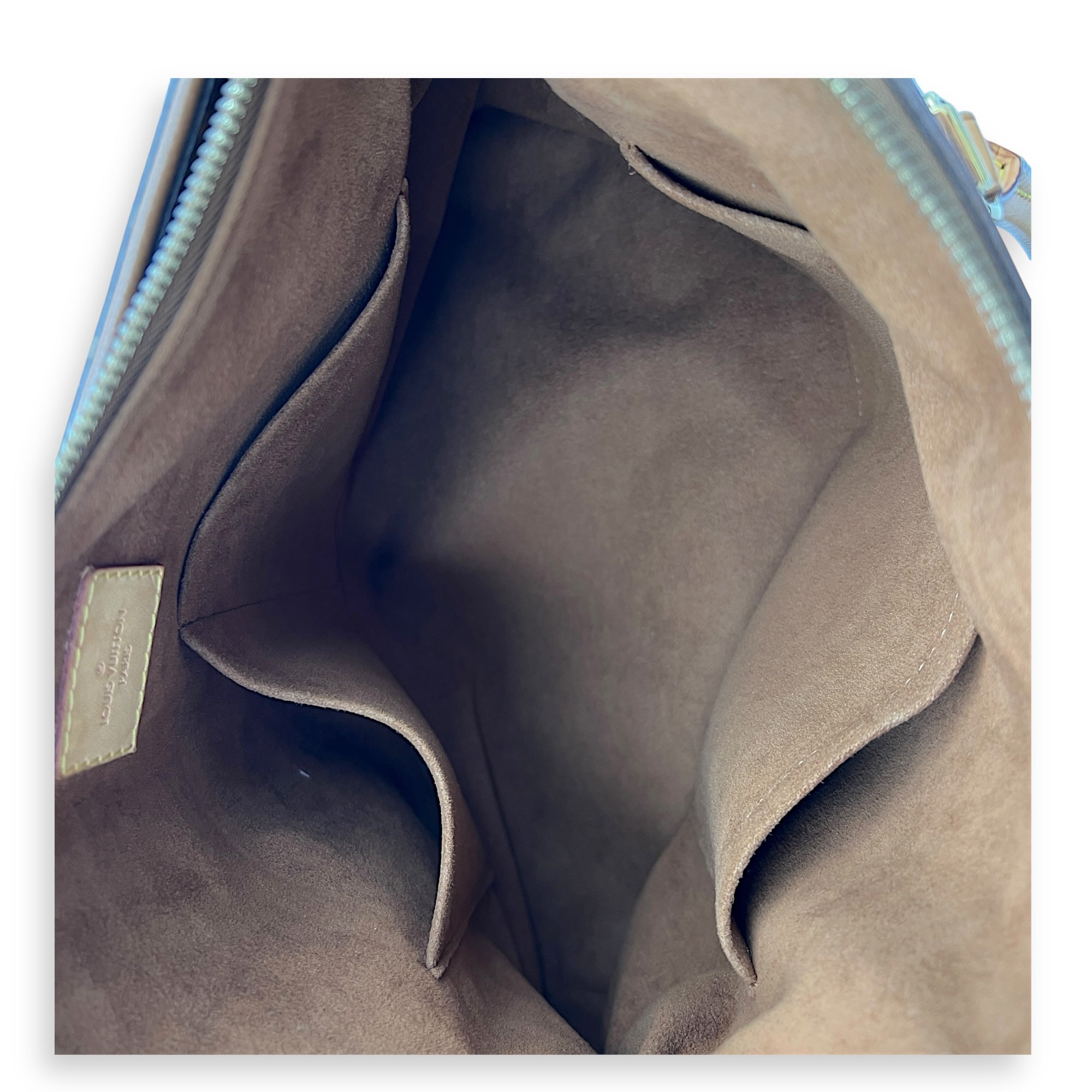 Pallas Top Handle Bag Brown in Monogram Coated Canvas, Gold hardware