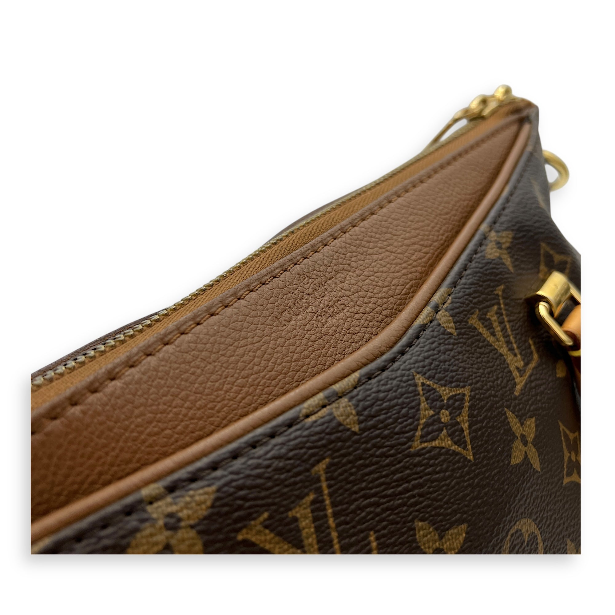 Pallas Top Handle Bag Brown in Monogram Coated Canvas, Gold hardware