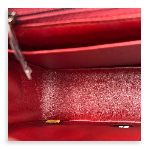 Square Bag Top Handle Bag Mini Red in Patent Leather, Gunmetal hardware