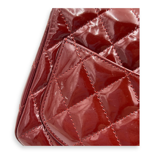 Square Bag Top Handle Bag Mini Red in Patent Leather, Gunmetal hardware