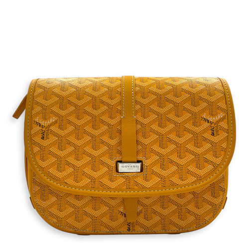 Belvedere Shoulder Bag PM Yellow in Coated Canvas, Silver hardware