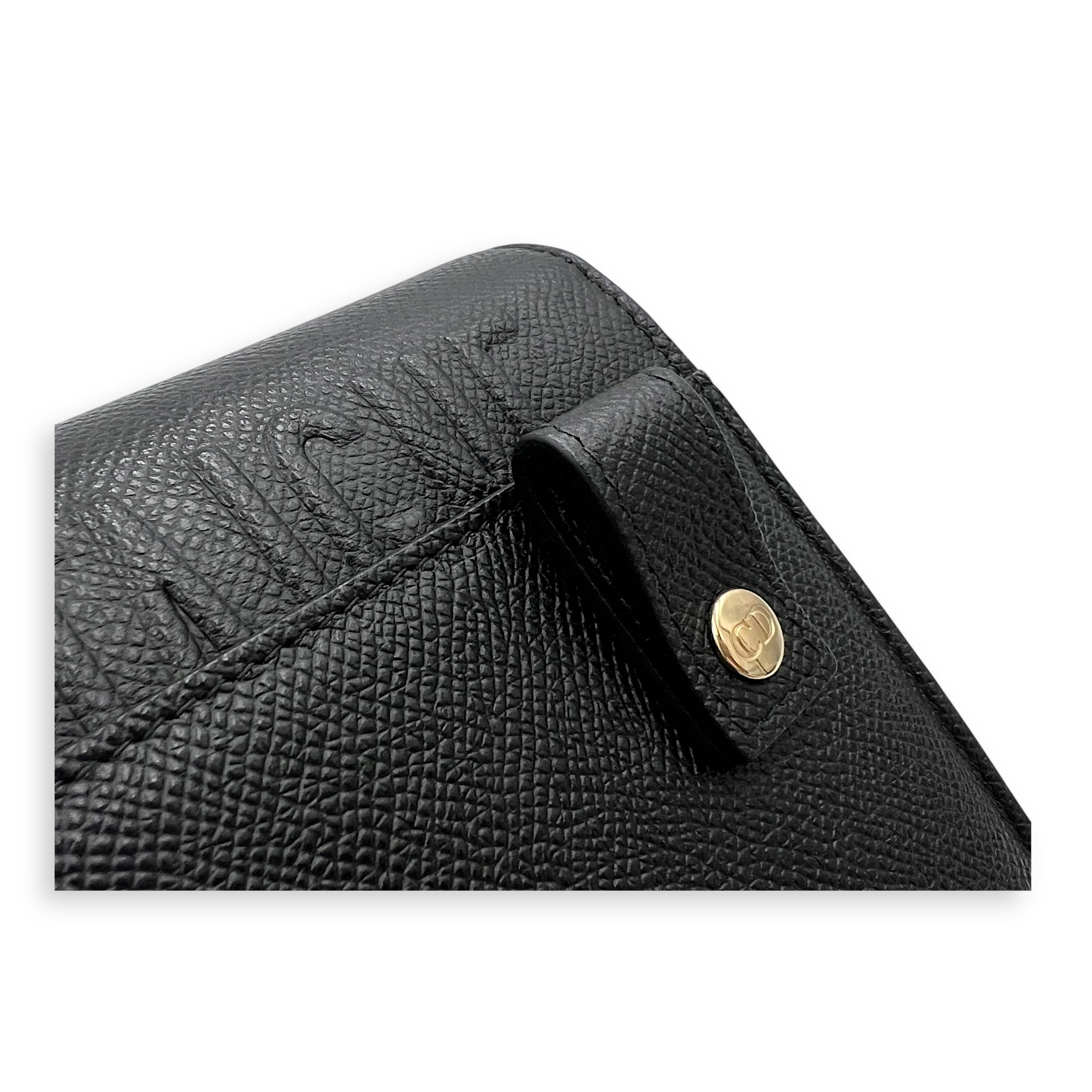 30 Montaigne Wallet On Chain Black in Calfskin, Gold hardware