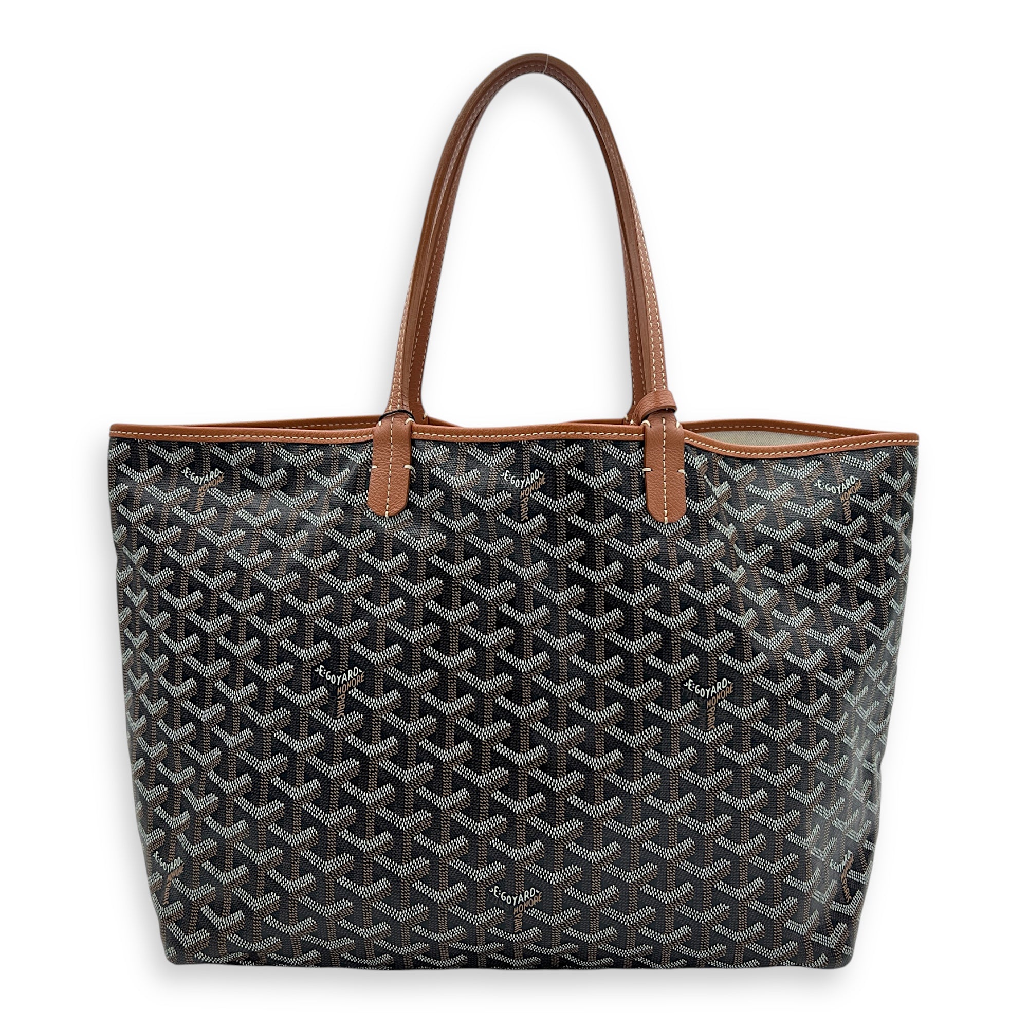 Saint Louis PM Brown Tote Bag in Coated Canvas, Silver hardware