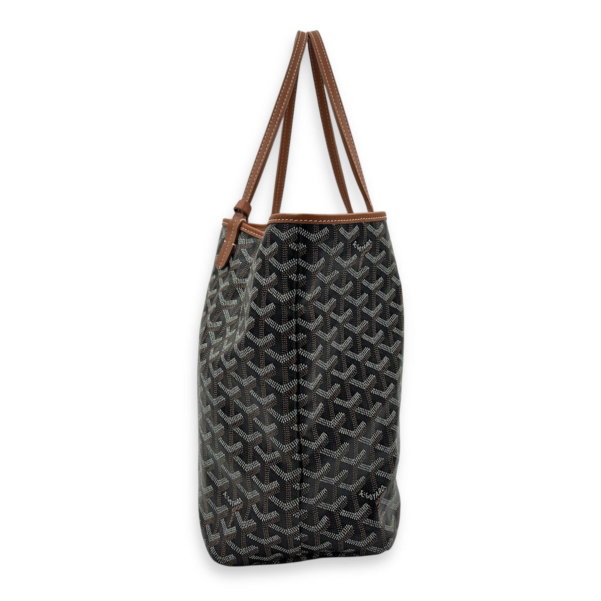 Saint Louis PM Brown Tote Bag in Coated Canvas, Silver hardware