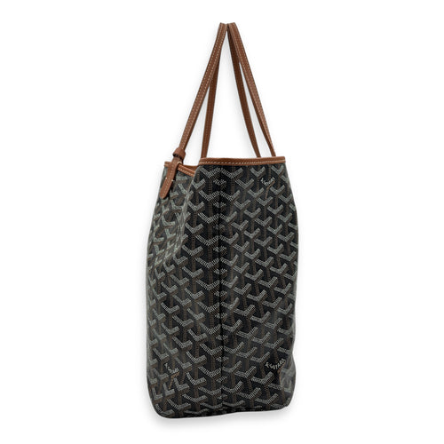 Saint Louis PM Brown Tote Bag in Coated Canvas, Silver hardware