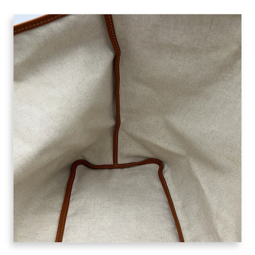 Saint Louis PM Brown Tote Bag in Coated Canvas, Silver hardware