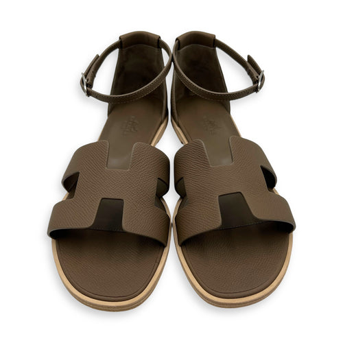 Santorini 38.5Eur Etoupe Sandals in Epsom, Palladium hardware