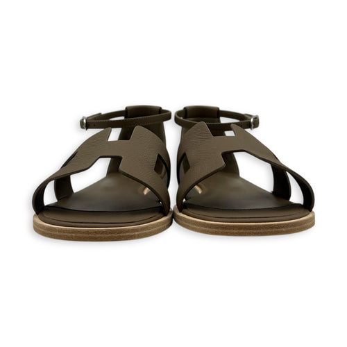 Santorini 38.5Eur Etoupe Sandals in Epsom, Palladium hardware
