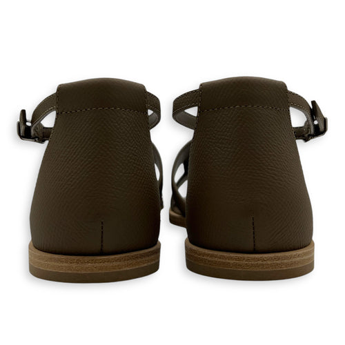 Santorini 38.5Eur Etoupe Sandals in Epsom, Palladium hardware