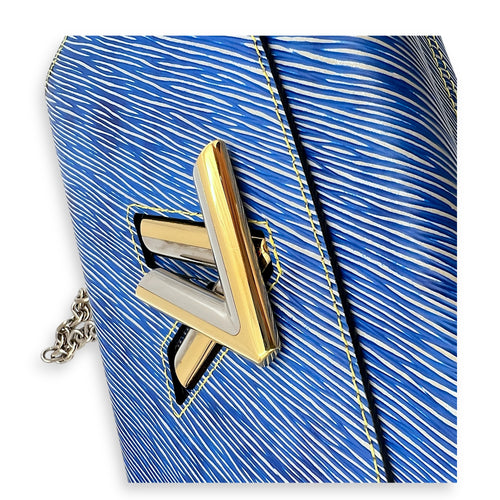 Twist Shoulder Bag MM Blue in Epi Leather, Mixed hardware