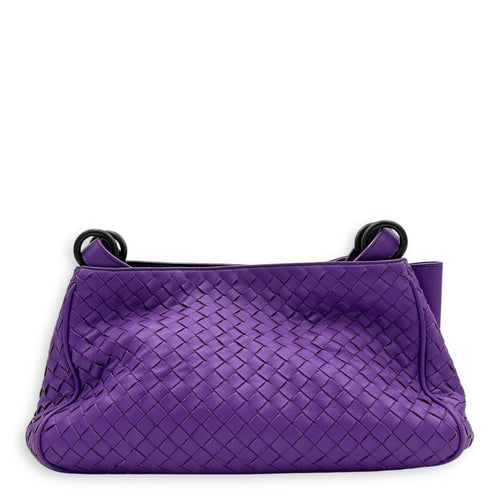 Intrecciato Shoulder Bag Purple in Lambskin, Ruthenium hardware