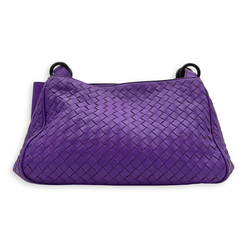 Intrecciato Shoulder Bag Purple in Lambskin, Ruthenium hardware