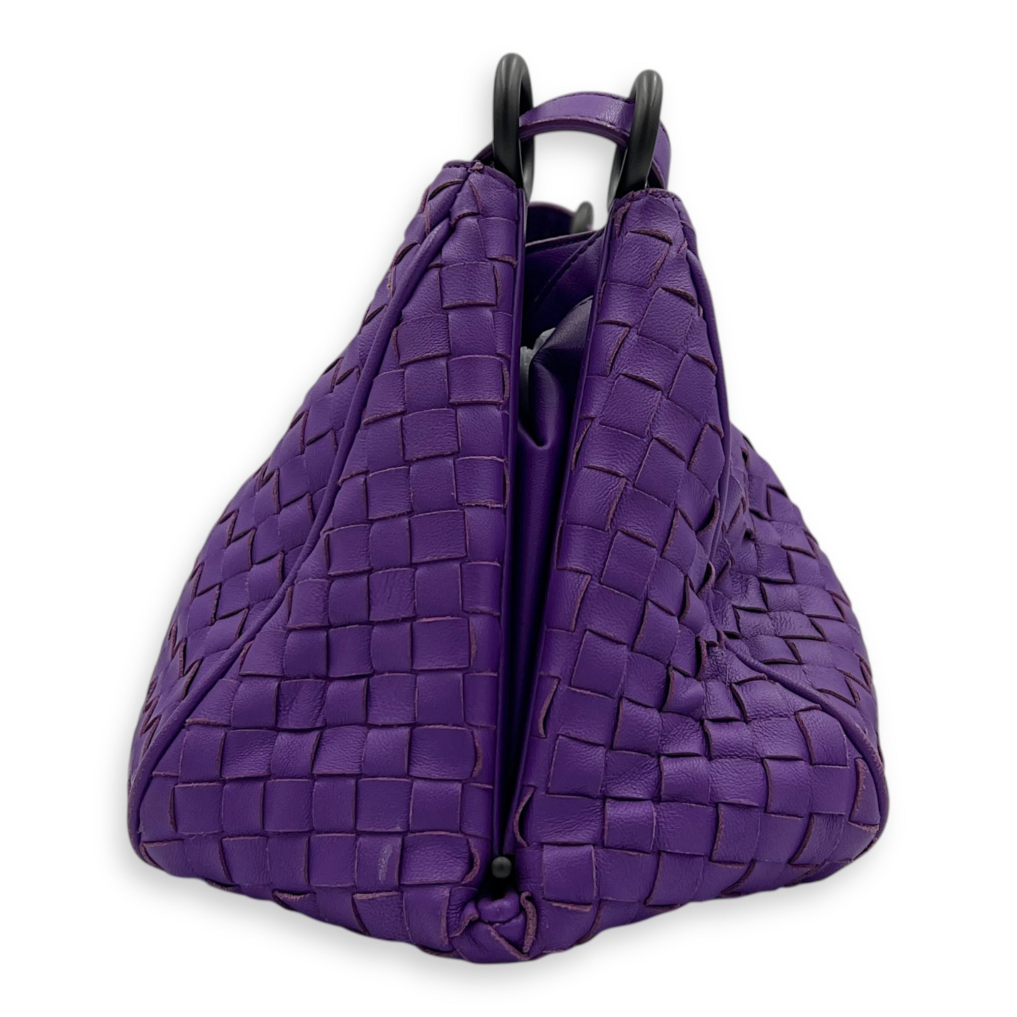 Intrecciato Shoulder Bag Purple in Lambskin, Ruthenium hardware