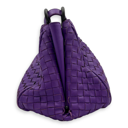 Intrecciato Shoulder Bag Purple in Lambskin, Ruthenium hardware