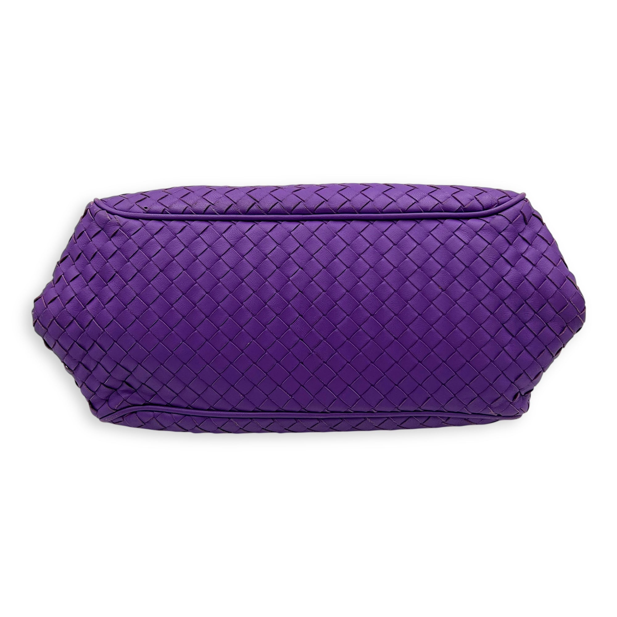 Intrecciato Shoulder Bag Purple in Lambskin, Ruthenium hardware