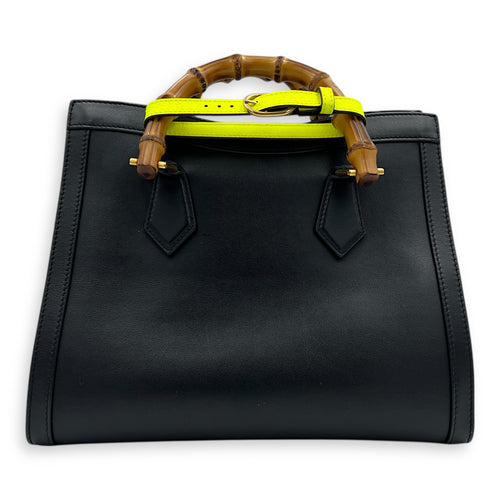 Diana Bamboo Black Top Handle Bag in Calfskin, Gold hardware