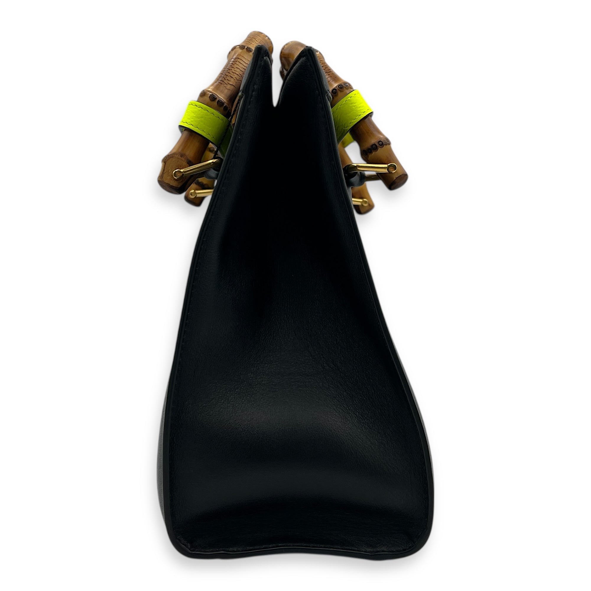 Diana Bamboo Black Top Handle Bag in Calfskin, Gold hardware