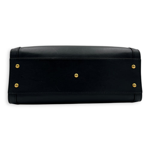 Diana Bamboo Black Top Handle Bag in Calfskin, Gold hardware