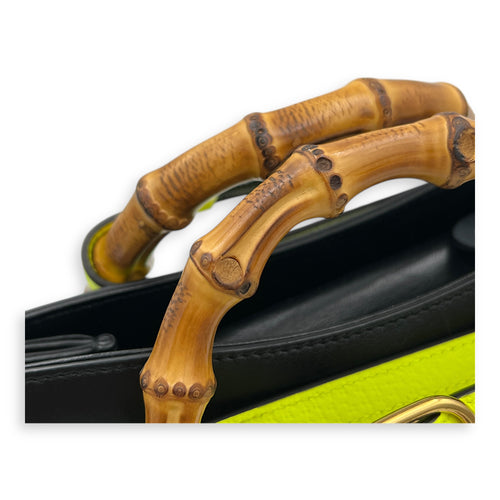 Diana Bamboo Black Top Handle Bag in Calfskin, Gold hardware