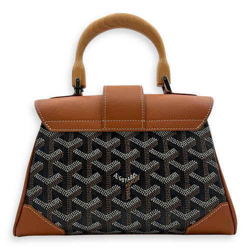 Saigon Souple Top Handle Bag Black in Coated Canvas, Silver hardware