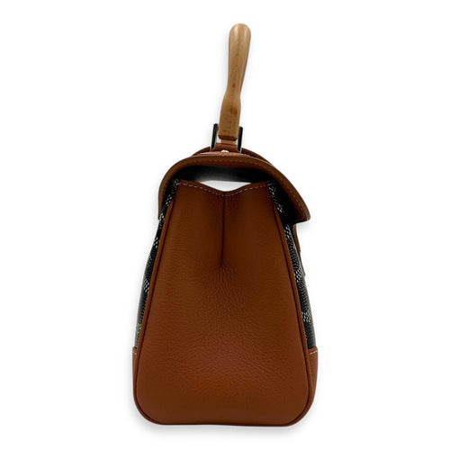 Saigon Souple Top Handle Bag Black in Coated Canvas, Silver hardware