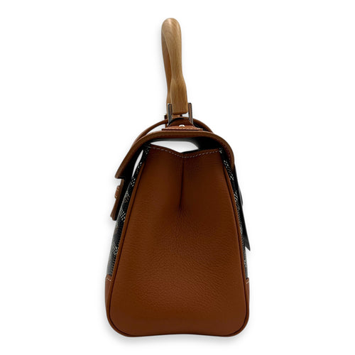 Saigon Souple Top Handle Bag Black in Coated Canvas, Silver hardware