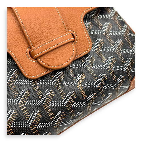 Saigon Souple Top Handle Bag Black in Coated Canvas, Silver hardware