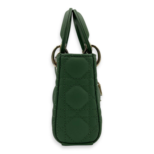 Lady Dior Top Handle Bag Micro Green in Lambskin, Gold hardware