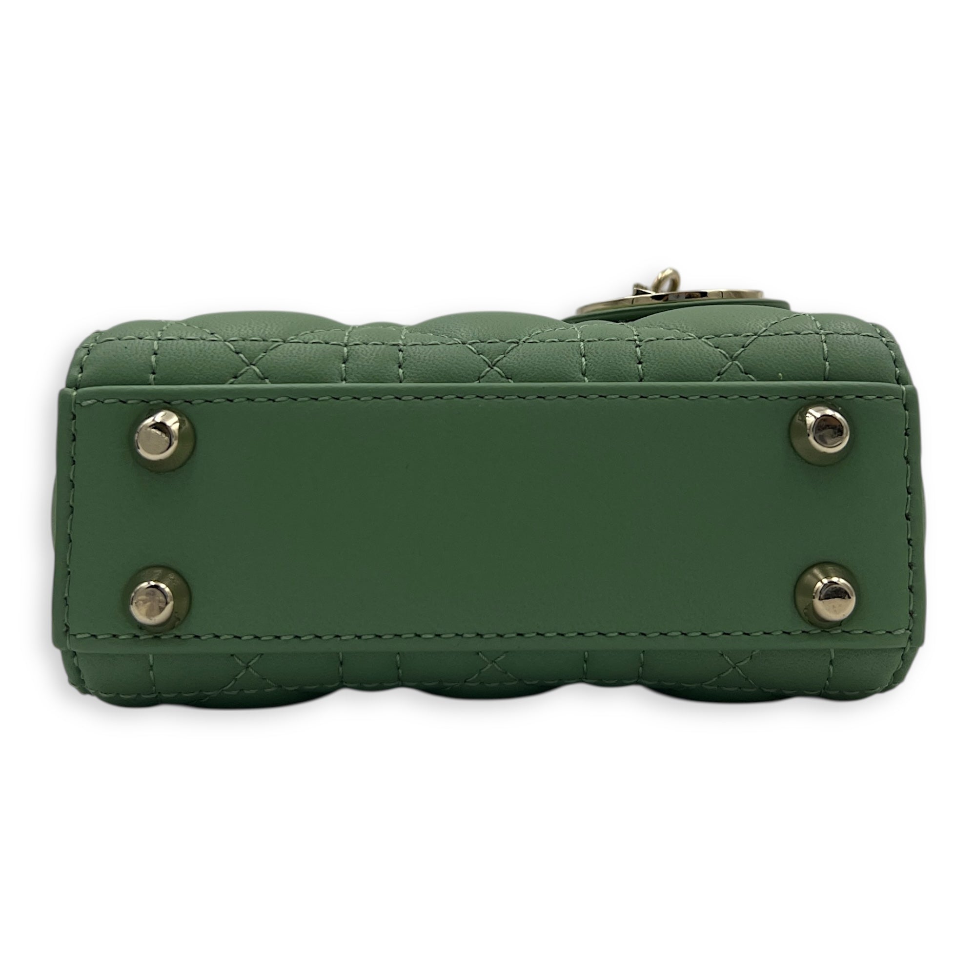 Lady Dior Top Handle Bag Micro Green in Lambskin, Gold hardware